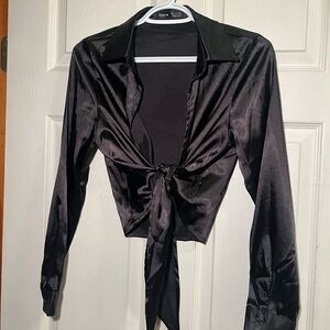 Silk Collared Going out Long Sleeve top